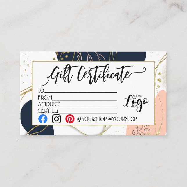 CARTE DE VISITE AJOUTER VOTRE LOGO BON D'AFFAIRES (Devant)