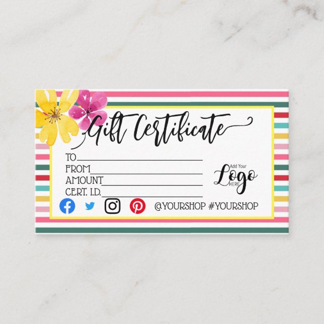CARTE DE VISITE AJOUTER VOTRE LOGO BON D'AFFAIRES (Devant)