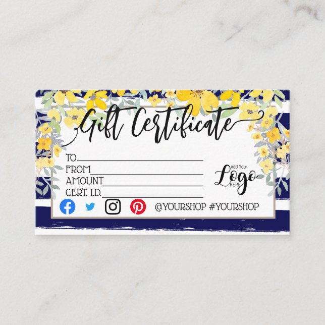 CARTE DE VISITE AJOUTER VOTRE LOGO BON D'AFFAIRES (Devant)