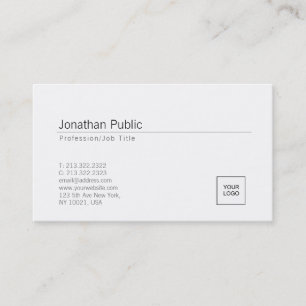 Carte De Visite Ajouter Votre Logo Elégant Blanc Minimal Design te