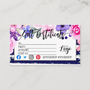 Carte De Visite AJOUTER VOTRE LOGO Marketing de chèques-cadeaux d'