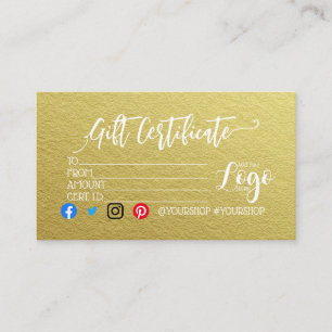 Carte De Visite AJOUTER VOTRE LOGO Marketing de chèques-cadeaux d'