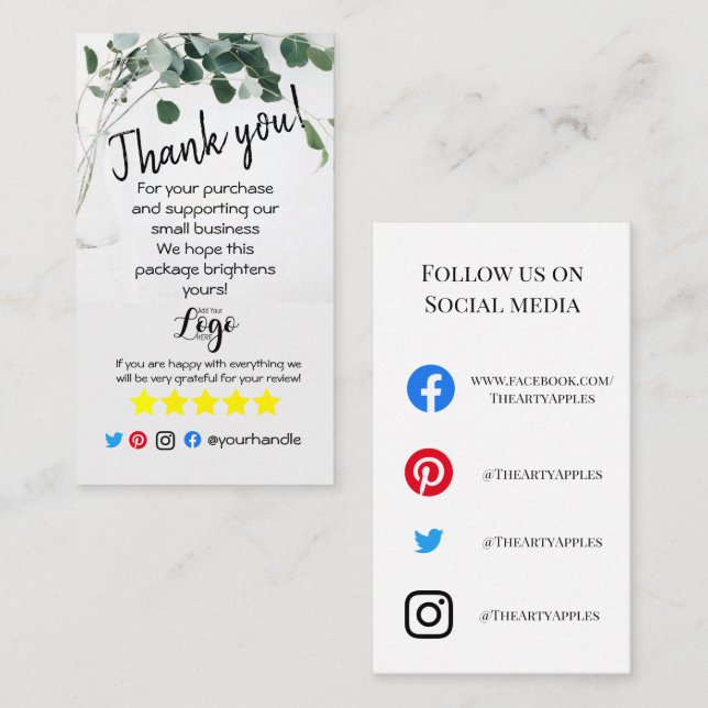 Carte De Visite AJOUTER VOTRE LOGO merci de commander insérer euca (Devant / Derrière)