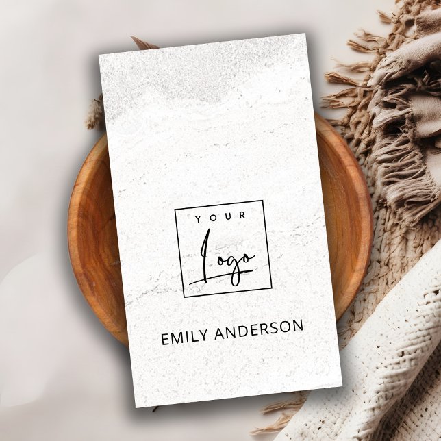 CARTE DE VISITE AJOUTER VOTRE LOGO MINIMAL STONE TEXTURE PROFESSIO (Créateur téléchargé)