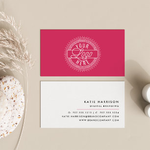 Carte De Visite Ajouter votre logo   Noir moderne, blanc et Fuchsi