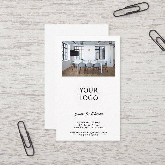Carte De Visite Ajouter votre logo Promotion Texte Personnalisé Ph (Devant/Arrière en situation)
