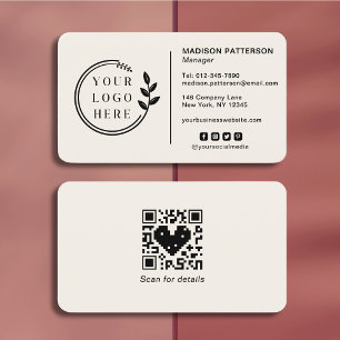 Carte De Visite Ajouter votre logo Social Media QR Code Entreprise