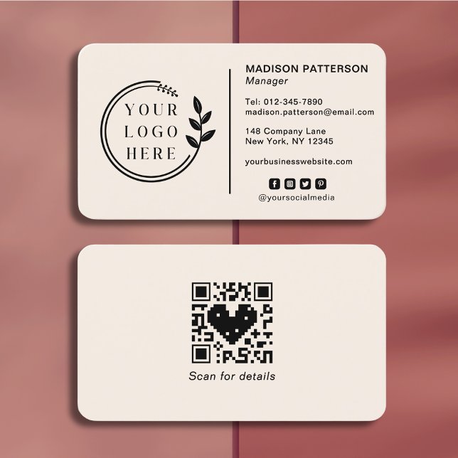 Carte De Visite Ajouter votre logo Social Media QR Code Entreprise (Créateur téléchargé)