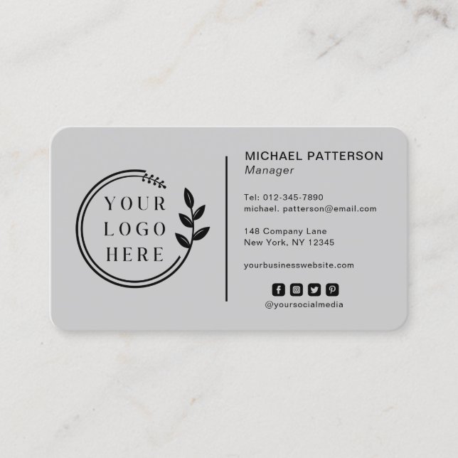 Carte De Visite Ajouter votre logo Social Media QR Code Entreprise (Devant)