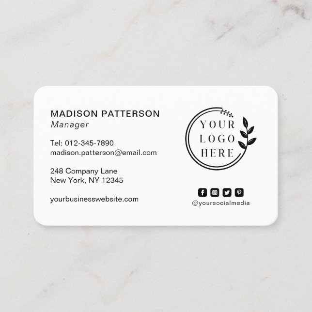 Carte De Visite Ajouter votre logo Social Media QR Code Entreprise (Devant)