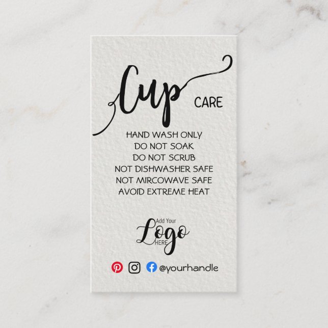 Carte De Visite AJOUTER VOTRE tasse LOGO CARE vinyle affaires aqua (Devant)