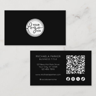Carte De Visite Ajoutez Votre Logo Icône Sociale QR Code Professio