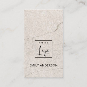 CARTE DE VISITE AJOUTEZ VOTRE LOGO MINIMAL BEIGE MARBRE TEXTURE