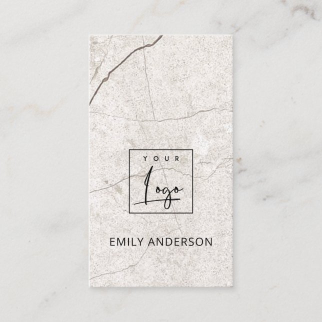 CARTE DE VISITE AJOUTEZ VOTRE LOGO MINIMAL BEIGE MARBRE TEXTURE (Devant)