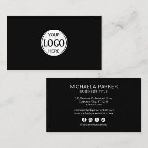 Carte De Visite Ajoutez Votre Logo Noir Médias Sociaux Professionn