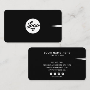 Carte De Visite Ajoutez votre logo personnalisé Cercle Noir Profes