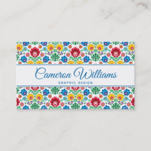 Carte De Visite Ajoutez votre motif   floral nommé d'art populair