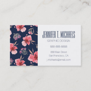 Carte De Visite Ajoutez votre motif rose   foncé nommé d'aquarel