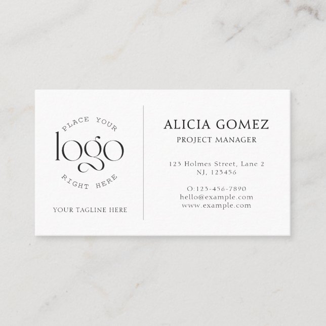 Carte De Visite Ajoutez votre propre logo générique White Professi (Devant)