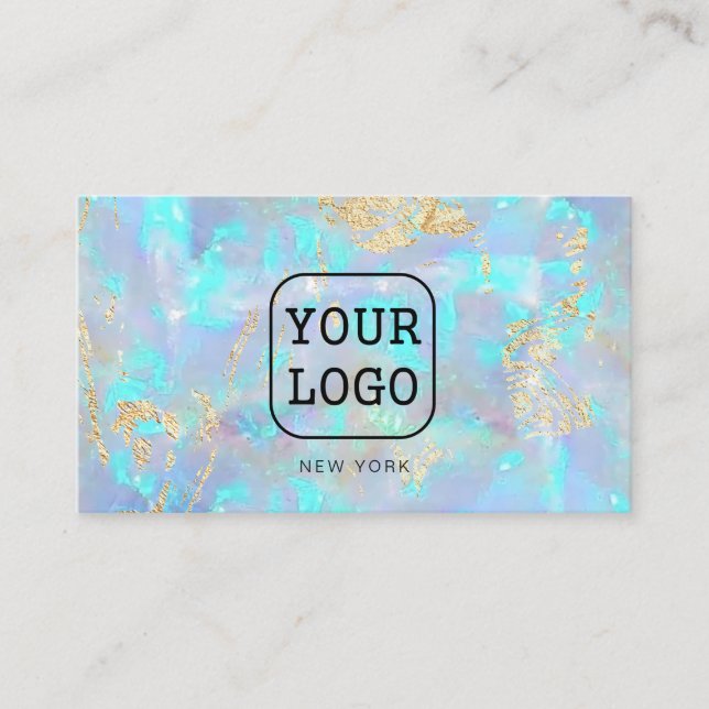 Carte De Visite ajoutez votre propre logo sur FAUX iridescal opal (Devant)