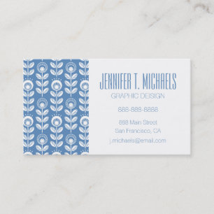 Carte De Visite Ajoutez votre   rétro motif bleu scandinave nomm