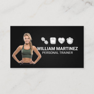 Carte De Visite Ajuster la femme souriante   Icônes de fitness