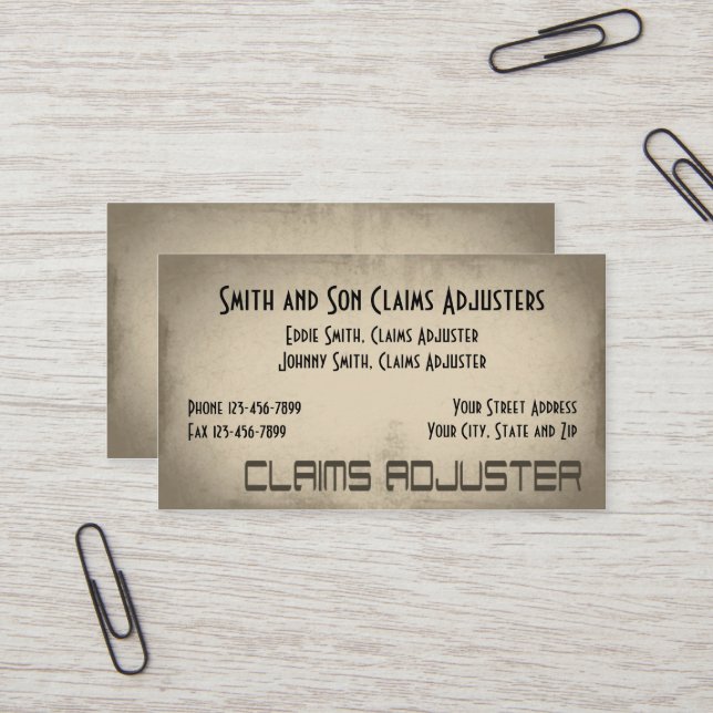 Carte de visite Ajusteur de sinistres (Devant/Arrière en situation)
