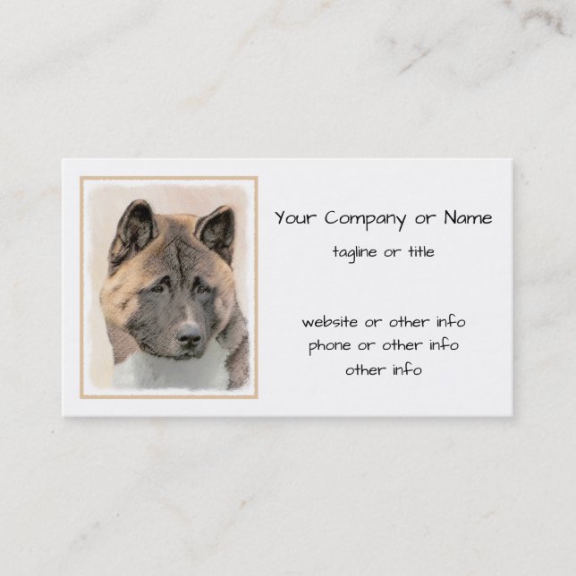 Carte De Visite Akita Peinture - Cute Original Chien Art (Devant)