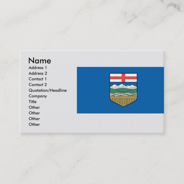 Carte De Visite Alberta, Canada (Devant)