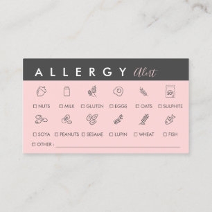 Carte De Visite Alerte d'allergie alimentaire Black Pink