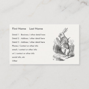 Carte De Visite Alice au pays des merveilles, le lapin blanc regar