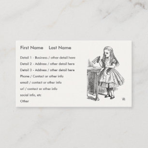 Carte De Visite Alice au pays des merveilles, tenir la bouteille "