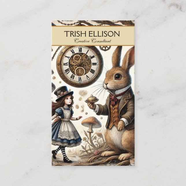 Carte De Visite Alice au pays des merveilles Thé Art lapin blanc (Devant)