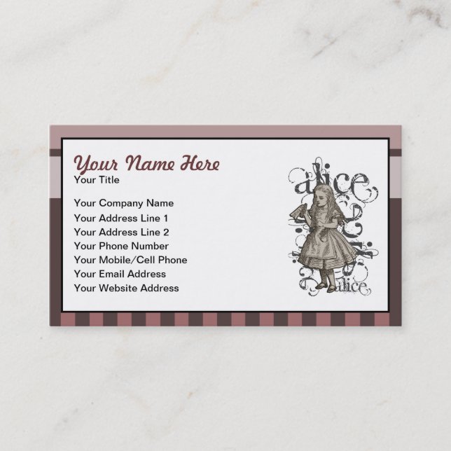 Carte De Visite Alice dans la grunge du pays des merveilles (rose) (Devant)