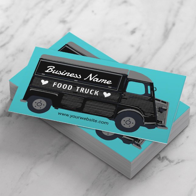 Carte De Visite Alimentation Camion Street Cuisine Van Noir Cuisin (Créateur téléchargé)