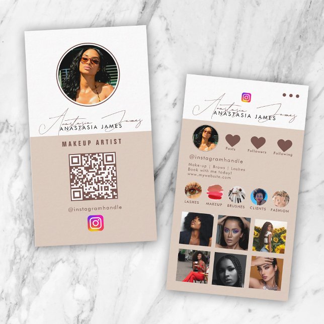 Carte De Visite Alimentation photo de l'influent Médias sociaux Co (Influencer Photo Feed Social Media QR Code Neutral Business Card)