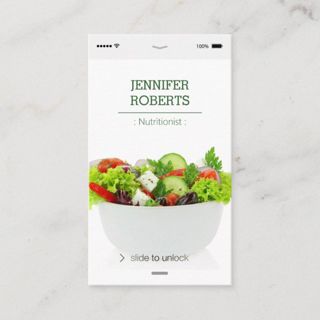 Carte De Visite Aliments nutritionnistes créatifs et uniques pour  (Devant)