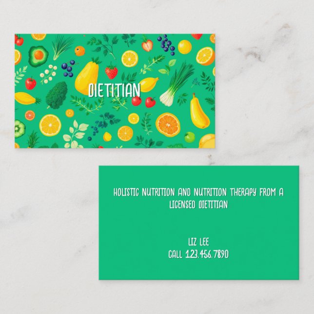 Carte De Visite Aliments sains nutritionnistes diététistes (Devant / Derrière)