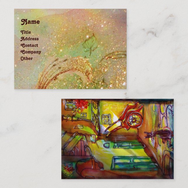 CARTE DE VISITE ALLÉE MÉDIÉVALE EN NUIT À FLORENCE (Devant / Derrière)