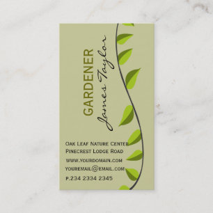 Carte De Visite Aller au-dessus du jardin Feuille de jardin Green