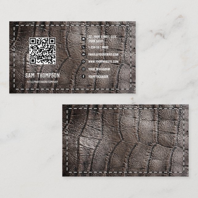 Carte De Visite Alligator Business QR Code Social Media Icons (Devant / Derrière)