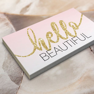 Carte De Visite Allo minimaliste Beau Pink Gold Script