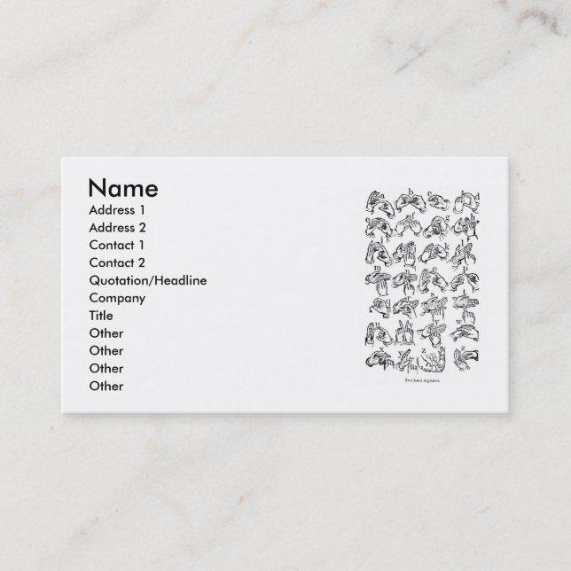 CARTE DE VISITE Alphabet ASL (Devant)