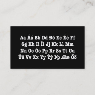 Carte De Visite Alphabet islandais [Íslenska Stafrófið]