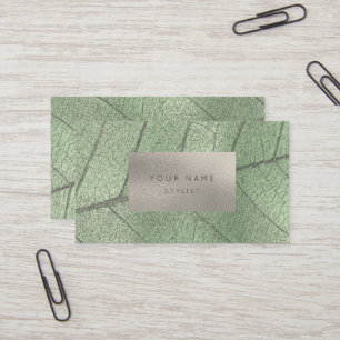 Carte De Visite Aluminium argenté de blanc gris en métal vert en