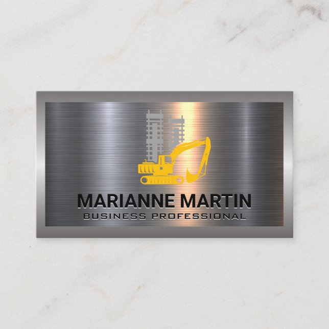 Carte De Visite Aluminium métallique brossé | Véhicule de construc (Devant)