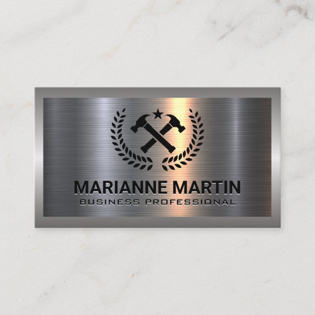 Carte De Visite Aluminium métallique | Logo du marteau croisé (Devant)