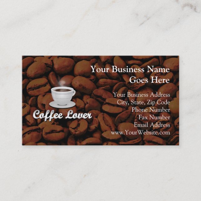 Carte De Visite Amateur de café, Coupe blanche/haricots Brown (Devant)
