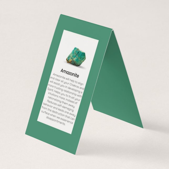 Carte De Visite Amazonite Crystal Signification Jaillier en pierre (Dos)