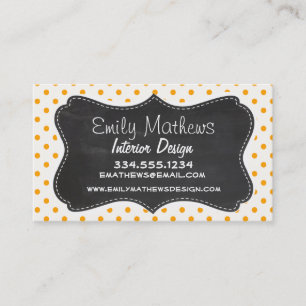 Carte De Visite Amber Pois orange ; Chalboard look